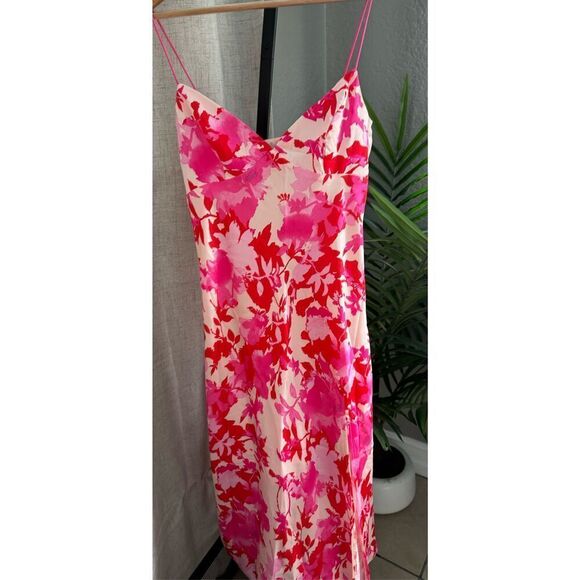 Pink Floral Midi Summer Sun Dress Size 10 - Picture 3 of 9